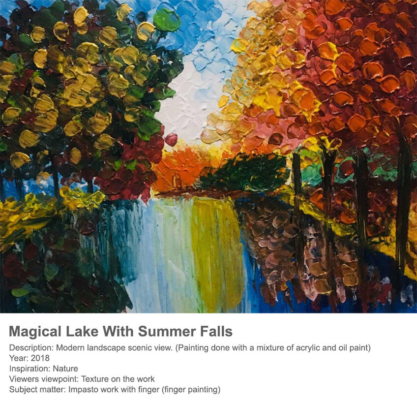 Magical Lake with Summer Falls